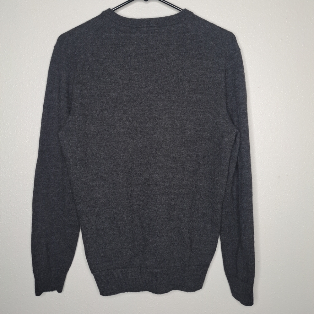 Club Room Men's Ribbed Trim V-Neck Sweater Dark Charcoal Size Medium Long Slv - Picture 2 of 15